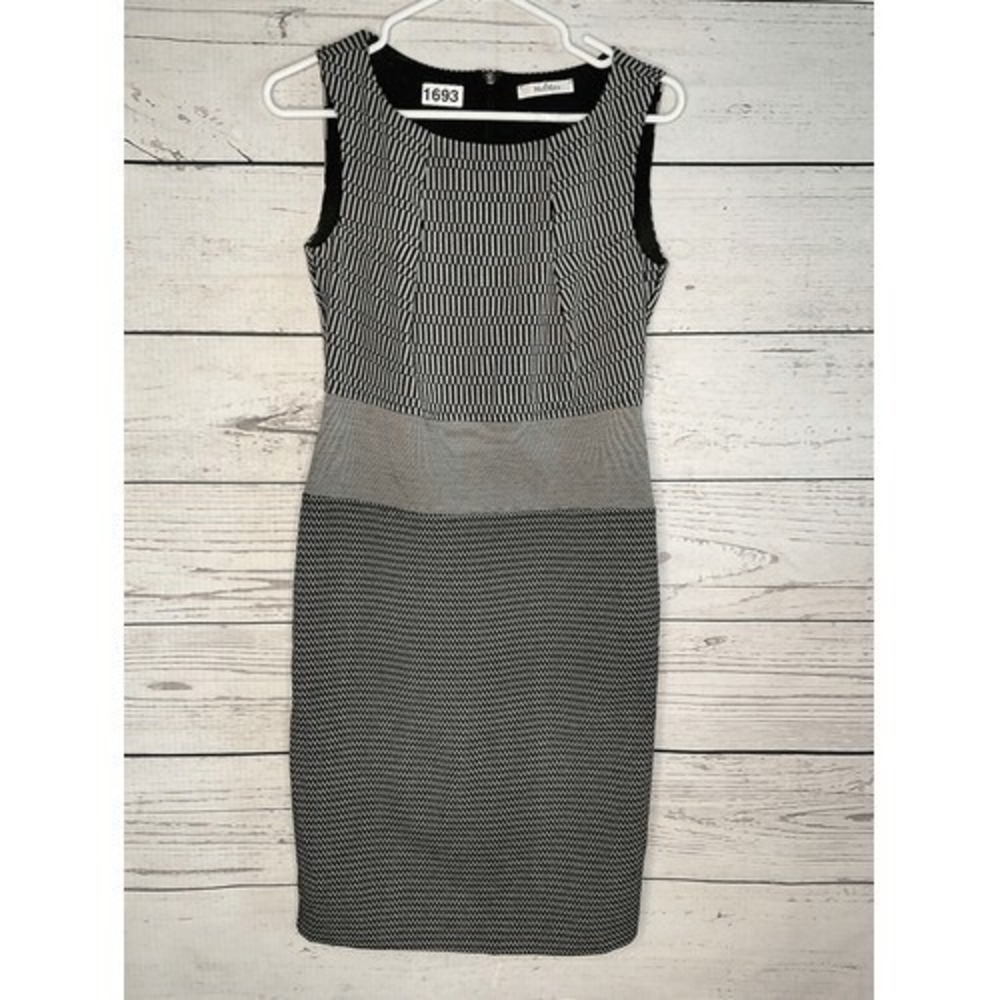 Max Mara Black/White Stretchy Lined Sheath Midi Dress Women IT 40/US Small Italy